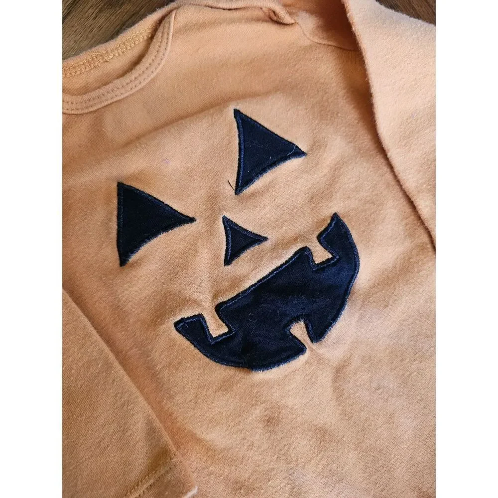 Orange Jack O Lantern One Piece Pajamas Size 3-6 Months Baby Pumpkim‎ Halloween